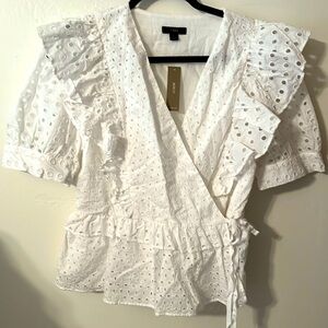 J Crew white wrap top NWT